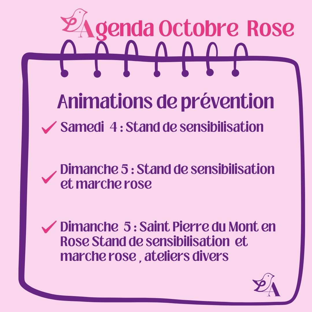 2 Agenda visuel des Ă©vĂšnements dâoctobre, description textuelle ci-dessous.