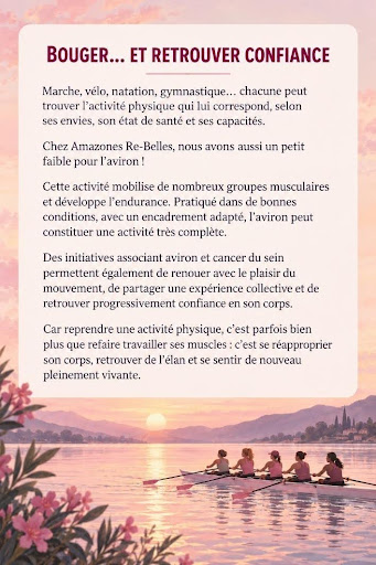 Activité physique et cancer du sein : aviron et reprise de confiance